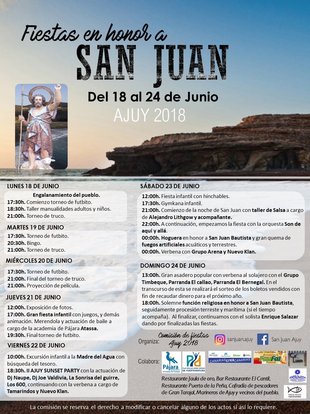 Ajuy celebra su noche de San Juan y la II Ajuy Sunset Party dentro de su programa de fiestas de 2018