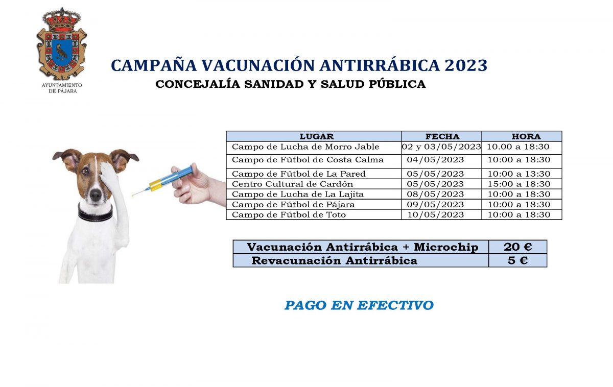 El Ayuntamiento de Pájara comienza la campaña de vacunación antirrábica entre las mascotas