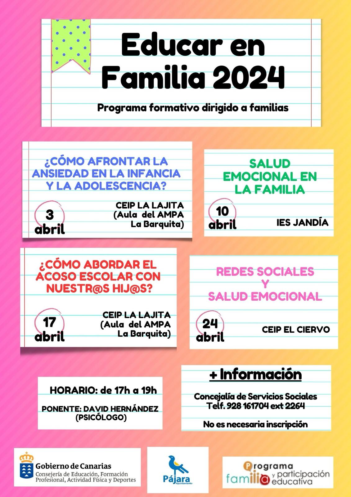 El municipio de Pájara acoge el programa formativo ‘Educar en Familia’