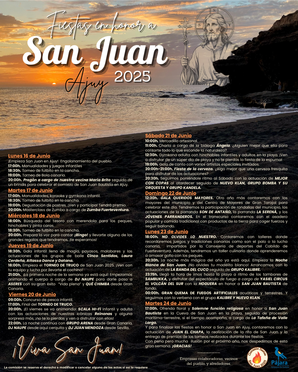 El Ayuntamiento de Pájara presenta el programa de las fiestas en honor a San Juan 2025 en Ajuy
