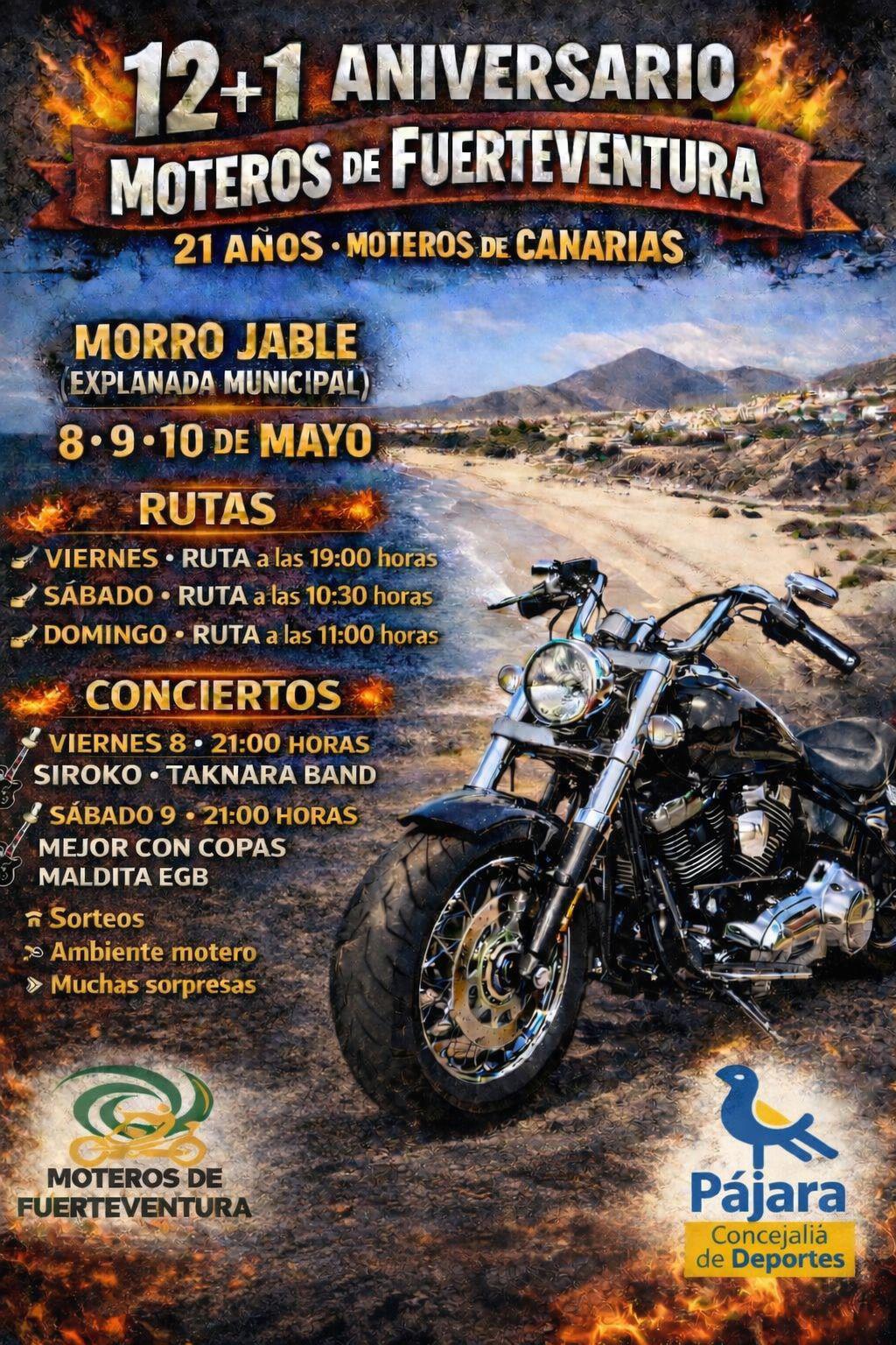 Pájara se convierte en el epicentro del motor con la celebración del 12+1 Aniversario de Moteros de Fuerteventura